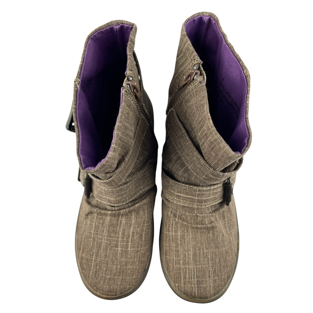 Blowfish Malibu Women's Slouchy Ankle Booties 8 Brown Double Buckle Ruched Boots - Picture 3 of 10